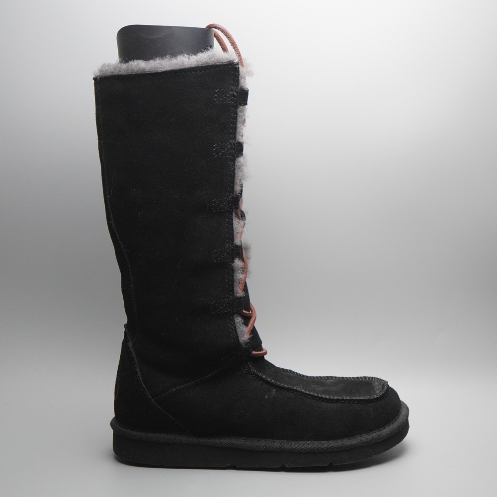 UGG 5230 Uptown Lace Tall Boots Women US 5 Black Suede Shearling - Picture 9 of 11